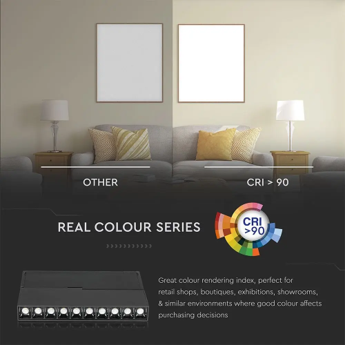 Spot LED linear magnetic 180x270x35 20W 3000k negru, V-TAC