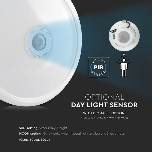 Aplica LED cu senzor Ø290x60 12W 3000k, V-TAC