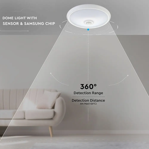 Aplica LED cu senzor Ø290x60 12W 3000k, V-TAC