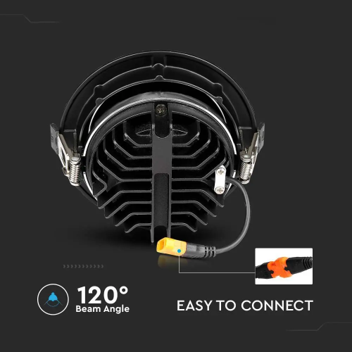 Reflector LED Ø95x45mm 10W 3000k negru, V-TAC