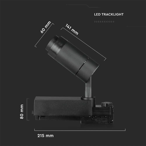 Proiector LED pe sina smart Ø60x141x80 15W negru, V-TAC