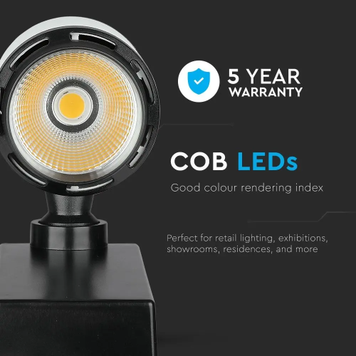 Proiector LED pe sina Ø65x117x163 10W alb-negru, V-TAC