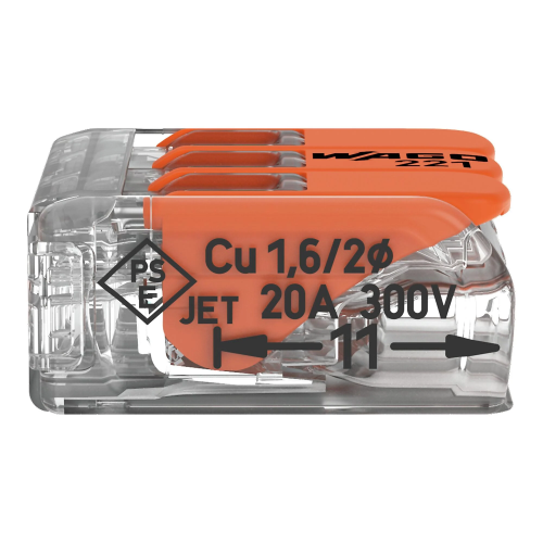 Clema rapida slim 3 conductoare litat/masiv 4mm², Wago