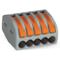 Clema rapida 5 conducotare cu parghie litat/masiv 4mm², Wago