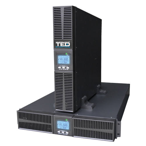 UPS 1000VA 900W LCD online rackabil 2U, TED
