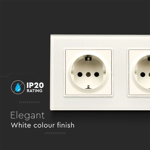 Priza dubla 16A alba, V-TAC