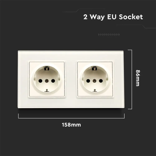 Priza dubla 16A alba, V-TAC