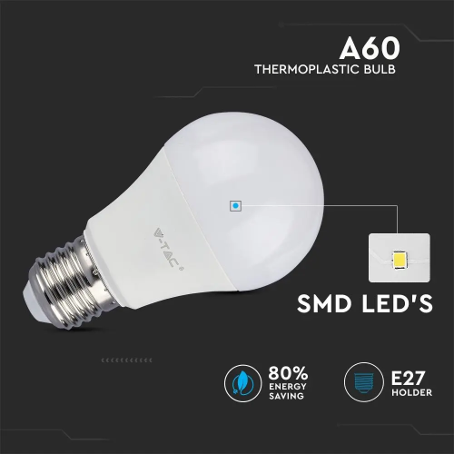 Bec LED 11W E27 A60 6400K, V-TAC