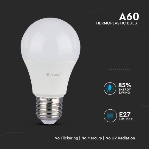 Bec LED 9W E27 A58 6400K, V-TAC
