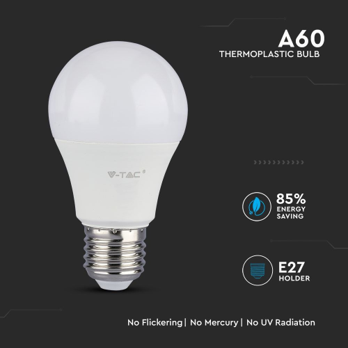 Bec LED Cip Samsung 11W E27 A60 6400K, V-TAC