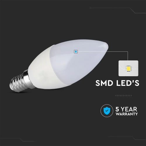 Bec LED Cip Samsung 5.5W E14 lumanare 6400K, V-TAC
