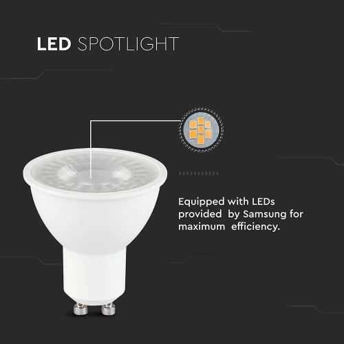 Spot LED Cip Samsung 7.5W GU10 PAR16 3000K, V-TAC