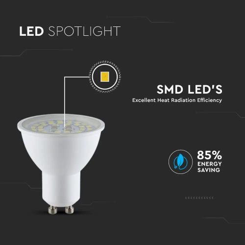 Spot LED Cip Samsung 5W GU10 PAR16 3000K, V-TAC