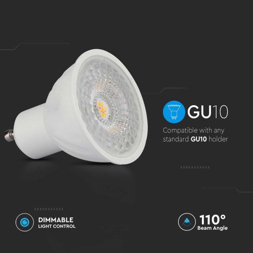 Spot LED Cip Samsung 6.5W GU10 PAR16 3000K 110°, V-TAC