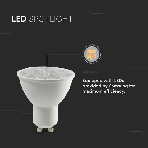 Spot LED Cip Samsung 6W GU10 PAR16 3000K 10°, V-TAC