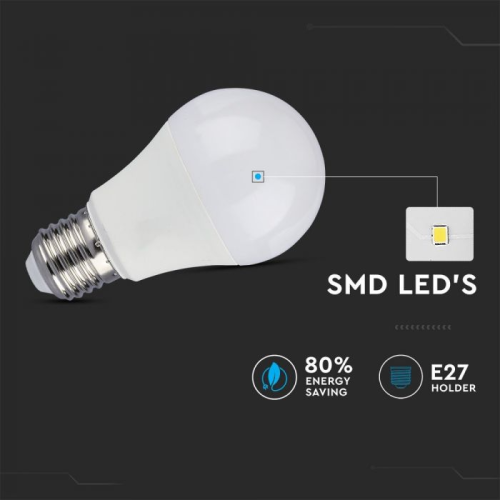 Bec LED senzor microunde 9W E27 A60 3000K, V-TAC
