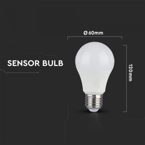 Bec LED senzor microunde 9W E27 A60 3000K, V-TAC