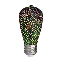 Bec LED filament 3D 3W E27 ST64 3000K, V-TAC