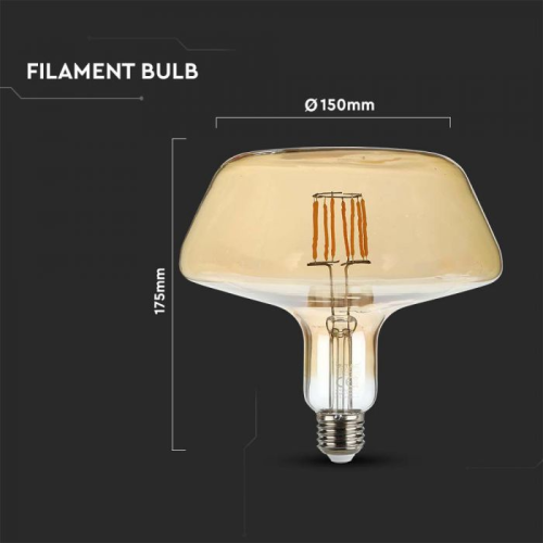 Bec LED filament 8W E27 T180 1800K, V-TAC
