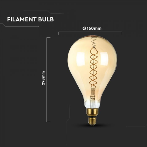 Bec LED dimabil filament 8W E27 A165 2000K, V-TAC