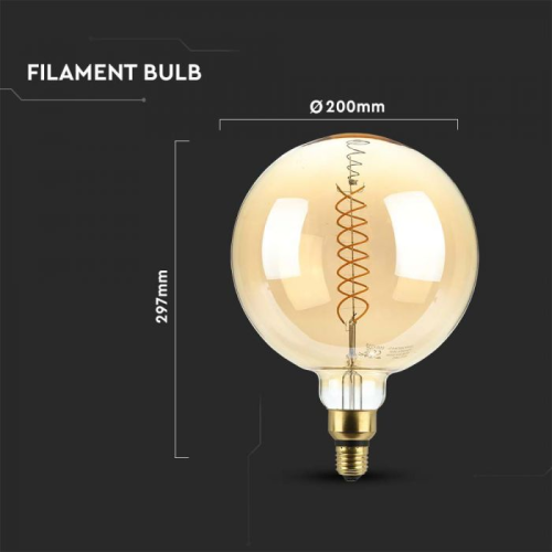 Bec LED dimabil filament 8W E27 G200 1800K, V-TAC