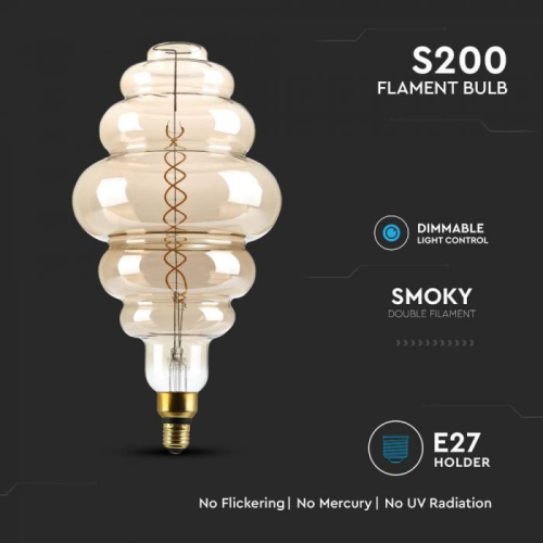 Bec LED dimabil filament 8W E27 S200 2000K, V-TAC