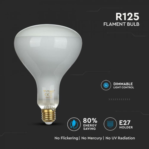 Bec LED dimabil filament 8W E27 R125 2700K, V-TAC