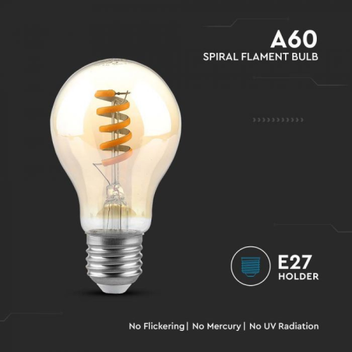 Bec LED filament 4W E27 A60 1800K Amber, V-TAC