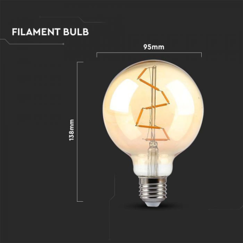 Bec LED filament 4W E27 G95 2200K, V-TAC