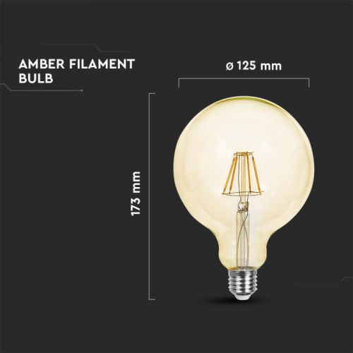 Bec LED filament 4W E27 G125 2200K, V-TAC