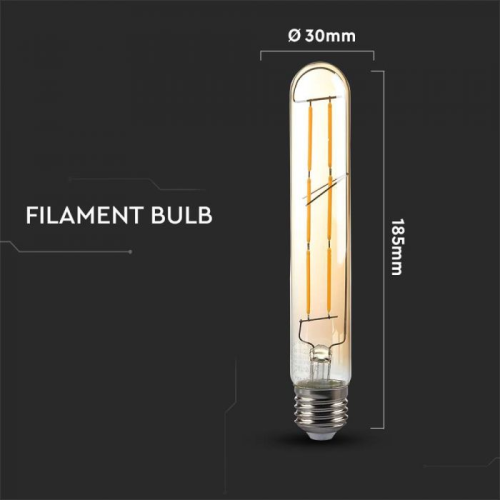 Bec LED dimabil filament 6W E27 T30 2200K, V-TAC