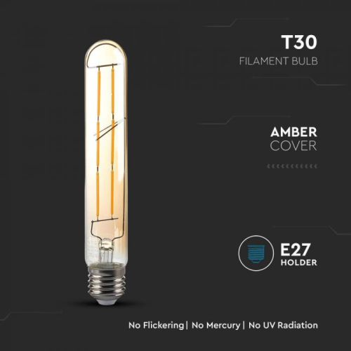 Bec LED dimabil filament 6W E27 T30 2200K, V-TAC