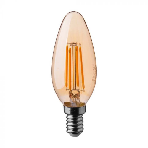 Bec LED dimabil filament 4W E14 lumanare 2200K, V-TAC