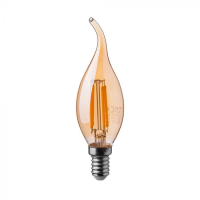 Bec LED filament 4W E14 lumanare cu flacara 2200K, V-TAC