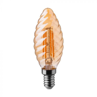 Bec LED filament 4W E14 lumanare rasucita 2200K, V-TAC