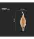 Bec LED filament 4W E14 lumanare rasucita cu flacara 2200K, V-TAC