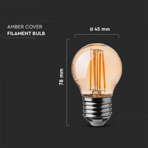 Bec LED filament 4W E27 G45 2200K, V-TAC