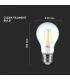 Bec LED filament 6W E27 A60 3000K, V-TAC