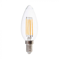 Bec LED filament 4W E14 lumanare 3000K, V-TAC