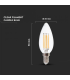 Bec LED filament 4W E14 lumanare 3000K, V-TAC