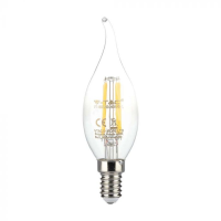Bec LED filament 4W E14 lumanare cu flacara 3000K, V-TAC
