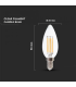 Bec LED filament 6W E14 lumanare 2700K, V-TAC