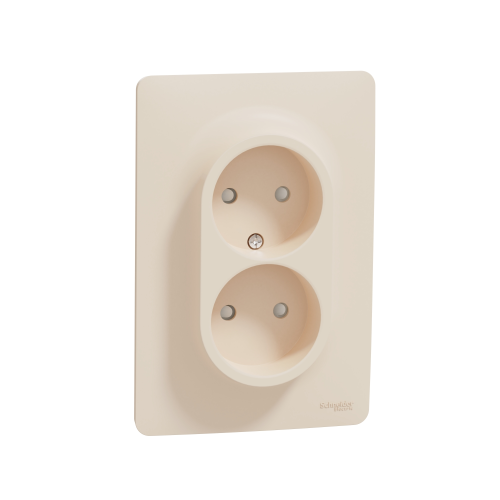 Priza dubla Unica bej 16A, Schneider