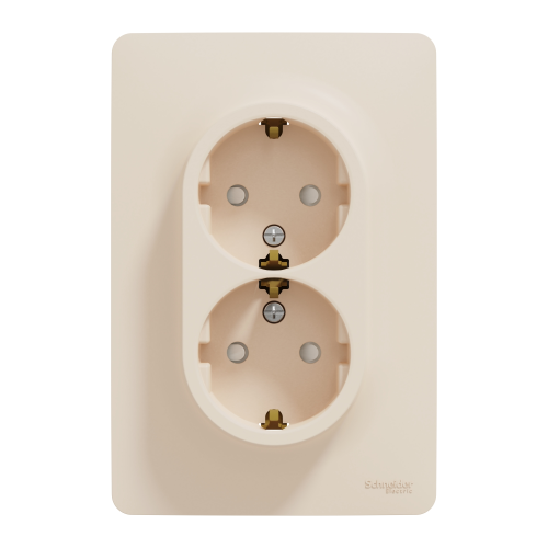 Priza schuko dubla Unica bej 16A, Schneider