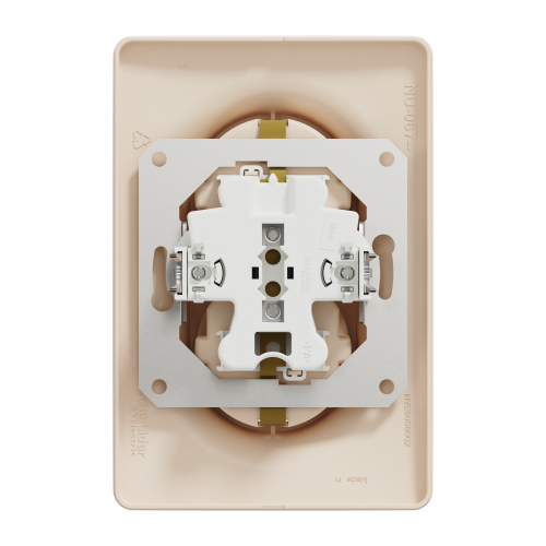 Priza schuko dubla Unica bej 16A, Schneider