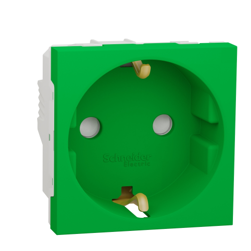 Priza schuko cu obturatoare Unica verde 16A, Schneider