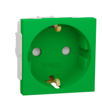 Priza schuko cu obturatoare Unica verde 16A, Schneider