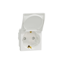 Priza schuko cu obturatoare+capac Unica alb 16A, Schneider