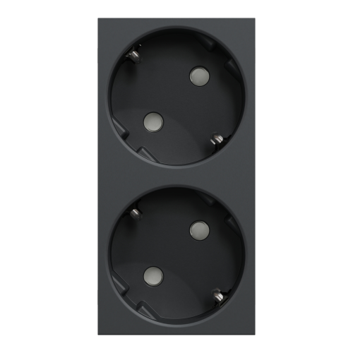 Priza schuko dubla fara surub cu obturatoare Unica alb 16A, Schneider