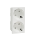 Priza schuko dubla fara surub cu obturatoare Unica alb 16A, Schneider